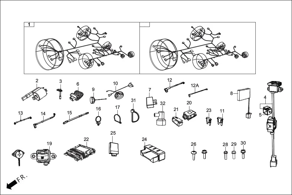 F-24-BASE ELECTRICALS (WIRE HARNESS) assembly diagram for Hero XPULSE 210LC OBDIIP2 (MAR.,2025)