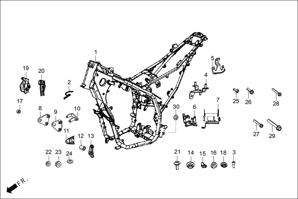 F-25 FRAME BODY diagram showing 83502-RAA-000