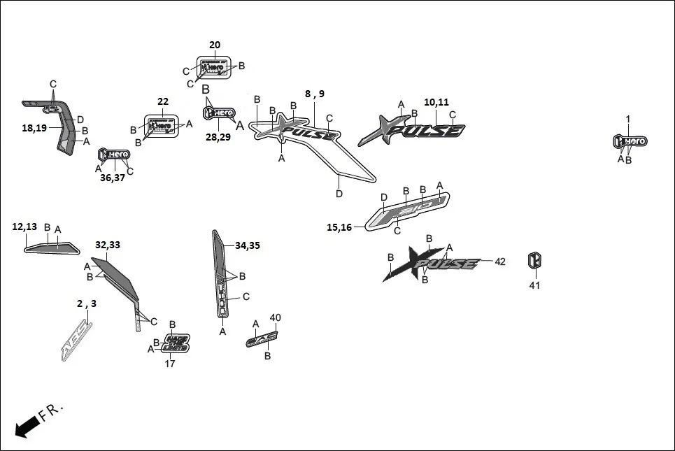 F-27-BASE STRIPE/MARKS diagram showing 86797-ABW-100R