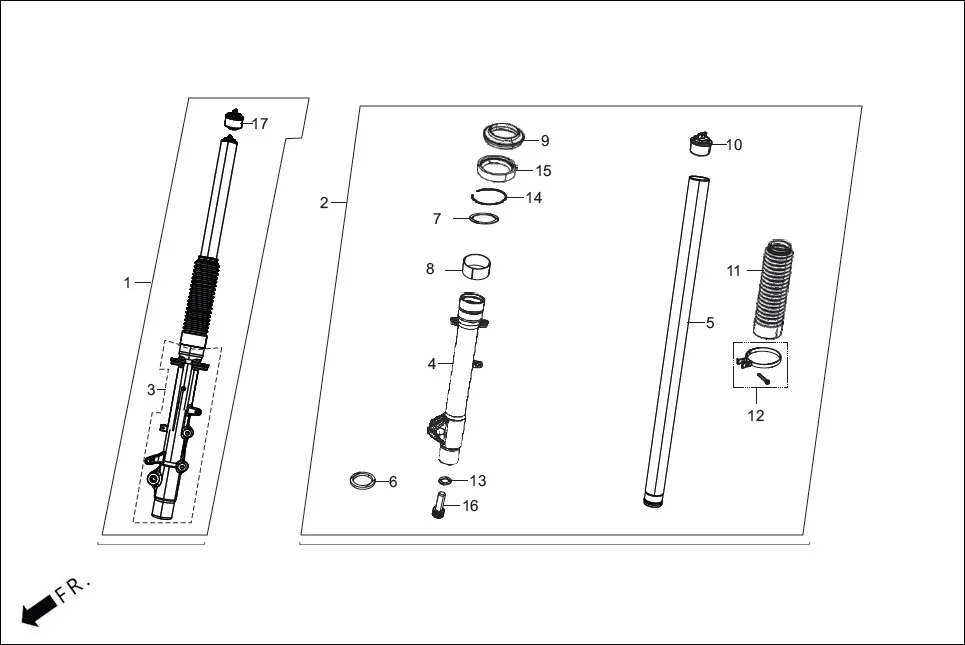 F-28A OPTIONAL (FRONT FORK) assembly diagram for Hero XPULSE 210LC OBDIIP2 (MAR.,2025)