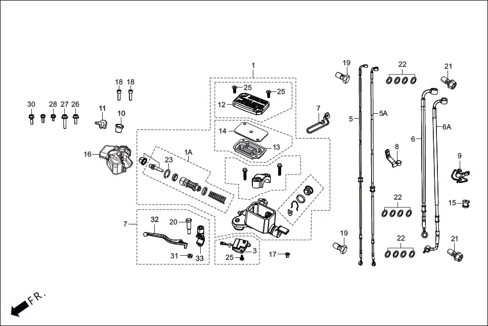 F-4-BASE FRONT BRAKE (MASTER CYLINDER/HOSE) diagram showing 45157-ACY-110