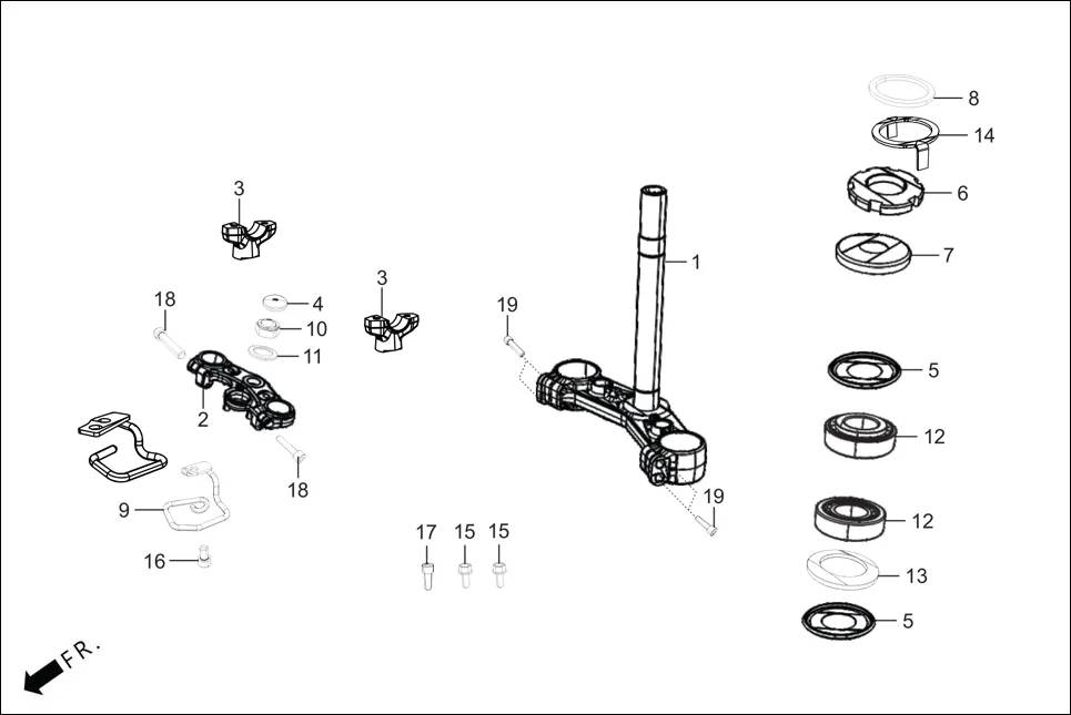 F-7 FRONT CUSHION  / STRG. STEM diagram showing 53232-ACY-100