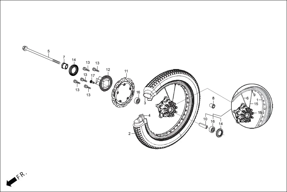 F-9 FRONT WHEEL assembly diagram for Hero XPULSE 210LC OBDIIP2 (MAR.,2025)