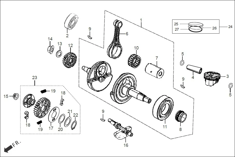 E-9 CRANKSHAFT/PISTON