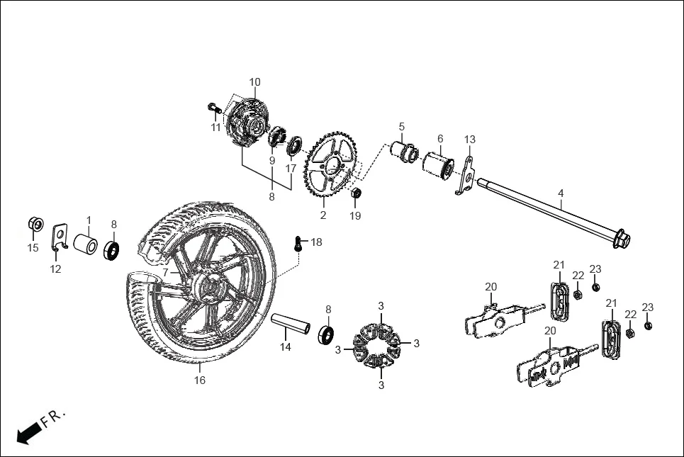 F-11 REAR WHEEL diagram showing 90304-KCS-920