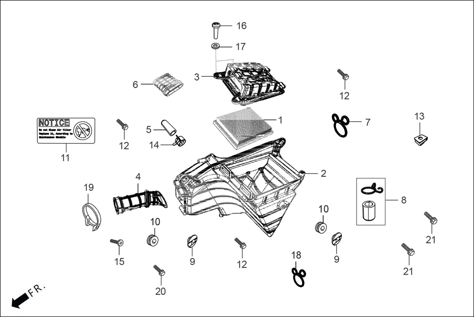 F-15 AIR CLEANER assembly diagram for Hero XTREME 125(Feb., 2024)