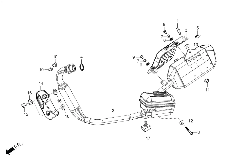 F-16 MUFFLER diagram showing 18345-MBT-610