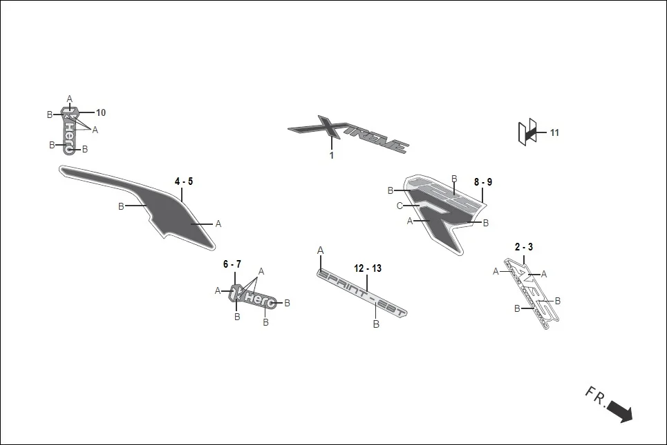 F-27 STRIPES/MARKS diagram showing 86830-ABW-800