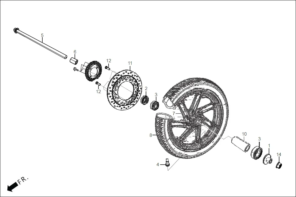F-9_CBS FRONT WHEEL diagram showing 45251-KSP-861