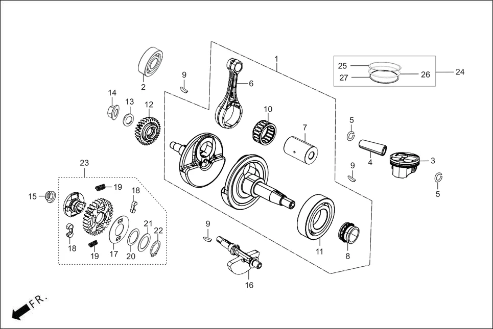 E-9 CRANKSHAFT/PISTON