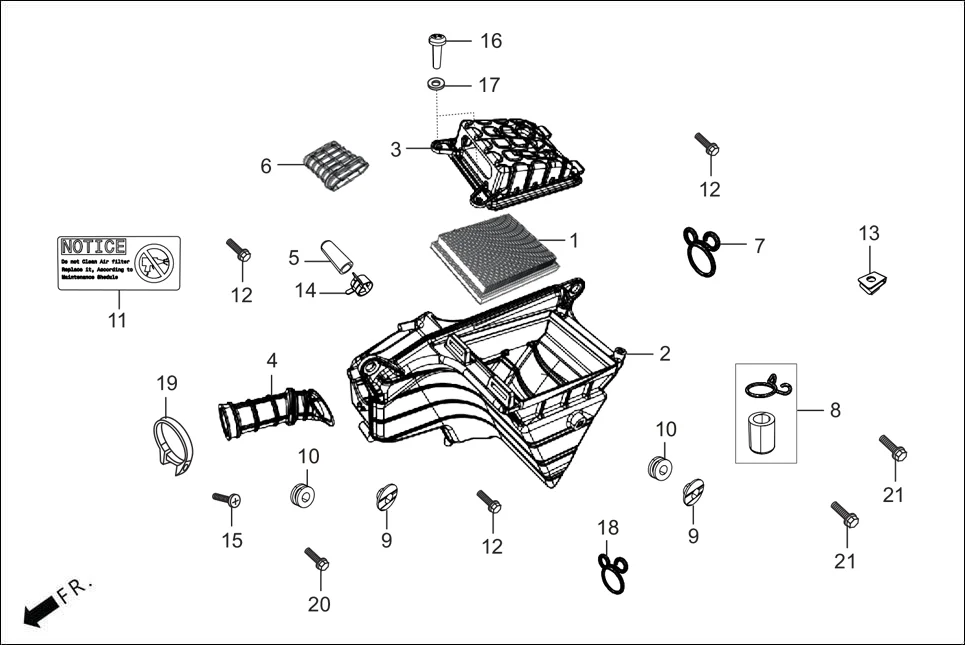 F-15 AIR CLEANER diagram showing 17369-198-770