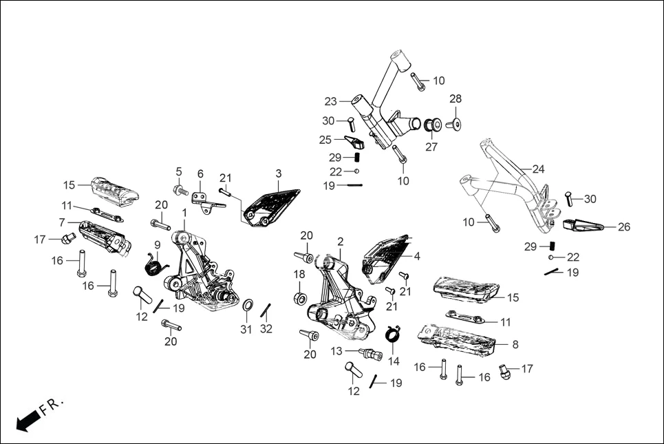 F-17 STEP ASSY./PILLION STEP. diagram showing 50661-KVE-860