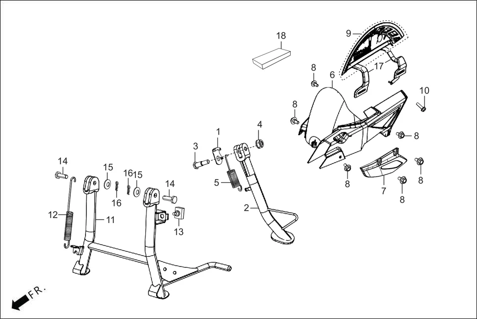 F-19A CHAIN CASE &amp; STAND assembly diagram for Hero XTREME 125R OBD II(Apr., 2025)