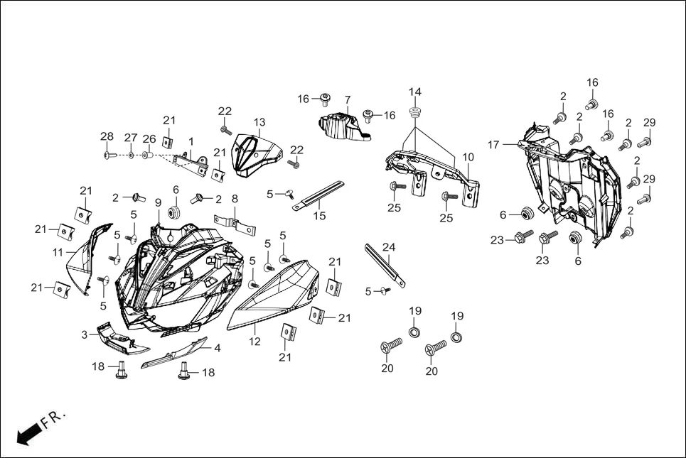 F-1A FAIRING(FR. VISOR/COWL/STAY) diagram showing ACLAB4E000000G