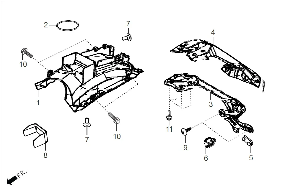 F-21 REAR FENDER assembly diagram for Hero XTREME 125R OBD II(Apr., 2025)