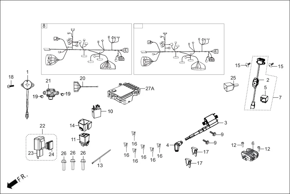 F-24-ABS-SINGLE SEAT WIRE HARNESS diagram showing ADJPA7R000000G
