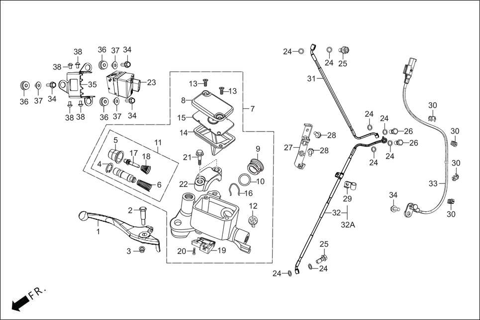 F-4-ABS FRONT DISC BRAKE ASSY. (MASTER CYL.) diagram showing 90145-RAA-000