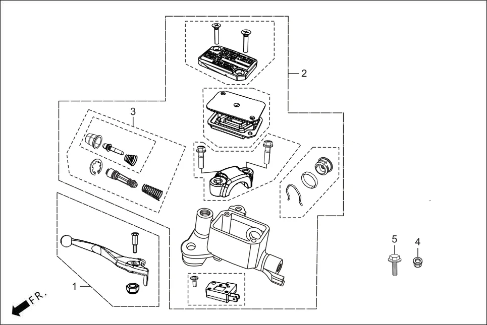 F-4A-CBS FRONT DISC BRAKE ASSY.(MASTER CYL.)(CBS) assembly diagram for Hero XTREME 125R OBD II(Apr., 2025)