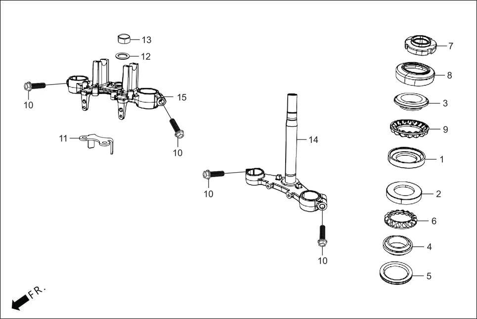 F-5 STEERING STEM diagram showing 50301-041-010