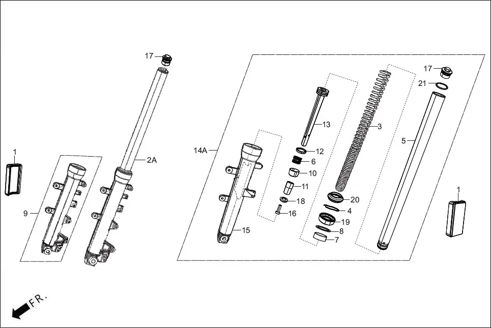 F-7-CBS FRONT FORK assembly diagram for Hero XTREME 125R OBD II(Apr., 2025)