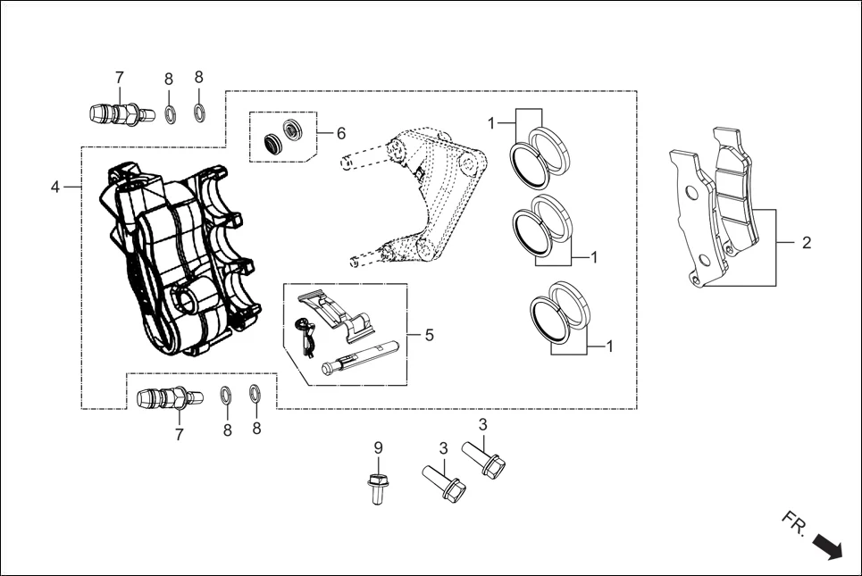 F-8A-CBS FRONT DISC BRAKE (CALIPER ASSY.)(CBS) diagram showing 45220-AAN-E00