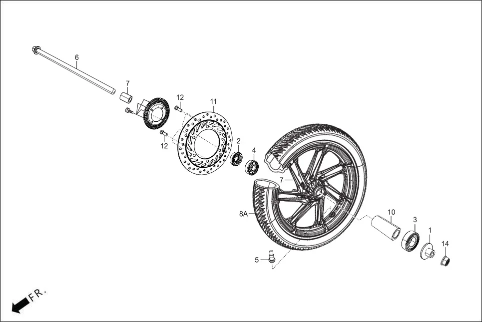 F-9-CBS FRONT WHEEL diagram showing 45251-AAN-K00