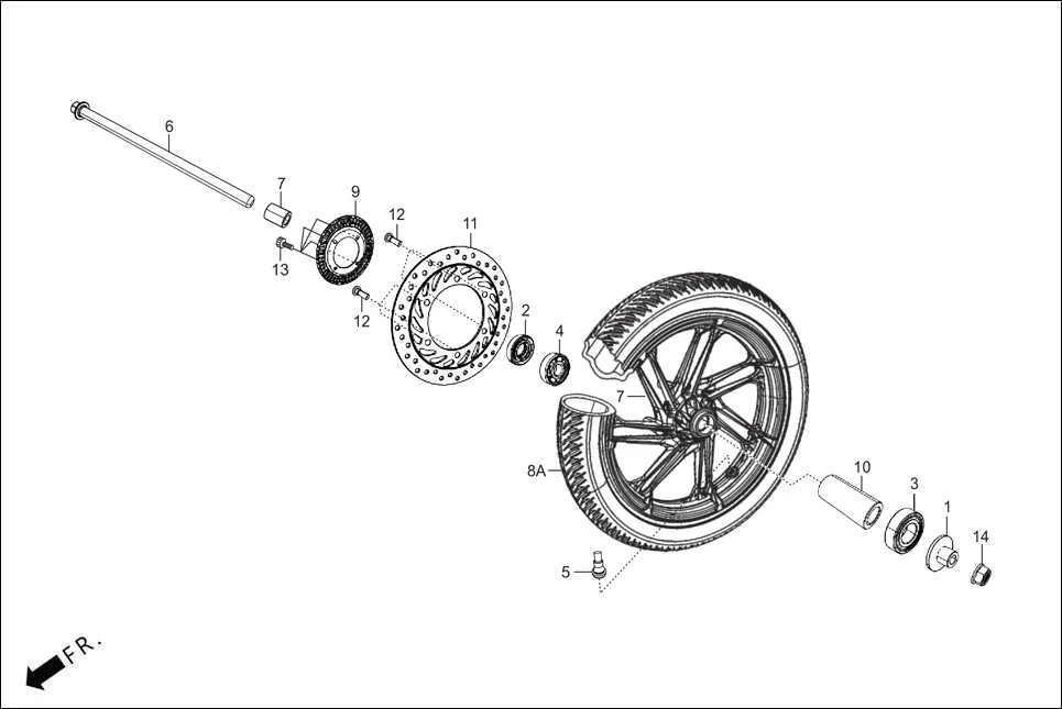 F-9 FRONT WHEEL assembly diagram for Hero XTREME 125R OBD II(Apr., 2025)