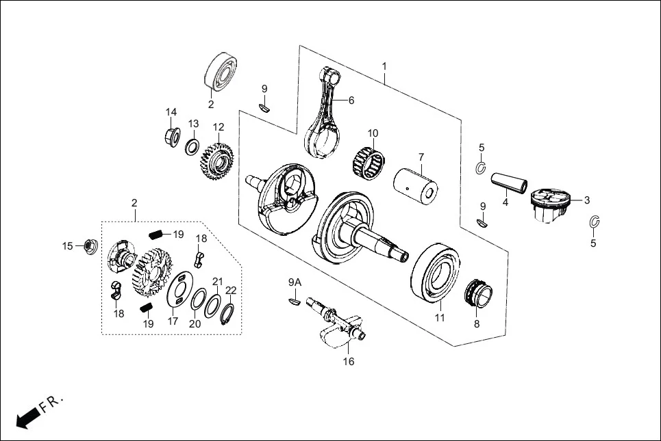 E-9 CRANKSHAFT/PISTON
