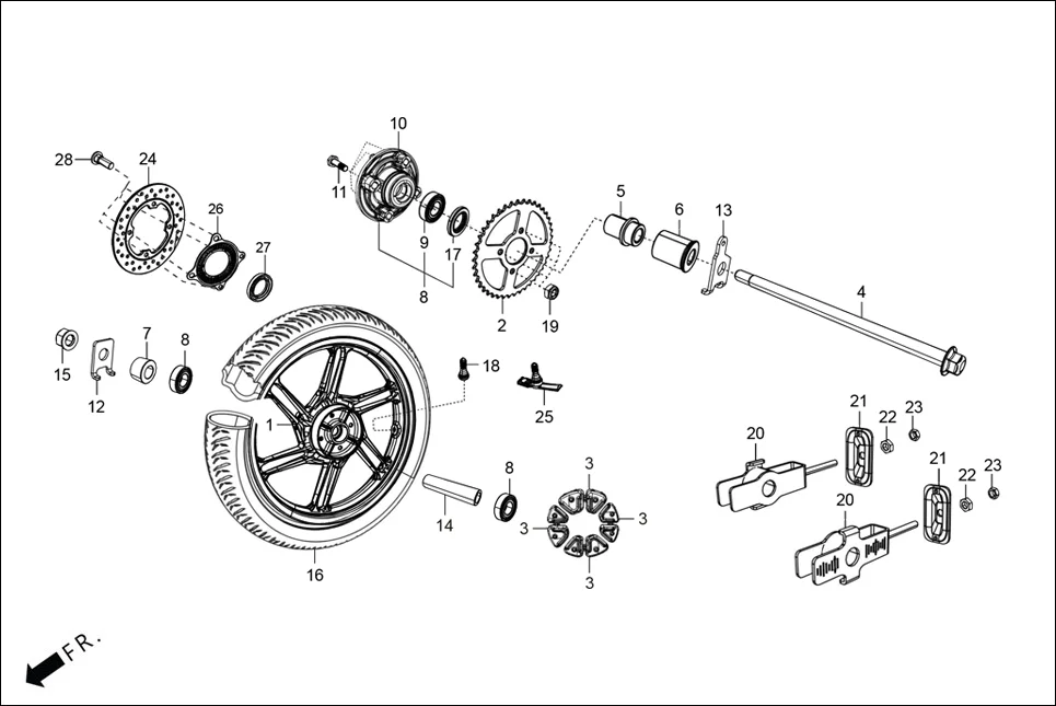 F-11 REAR WHEEL diagram showing 94001-06000-0S