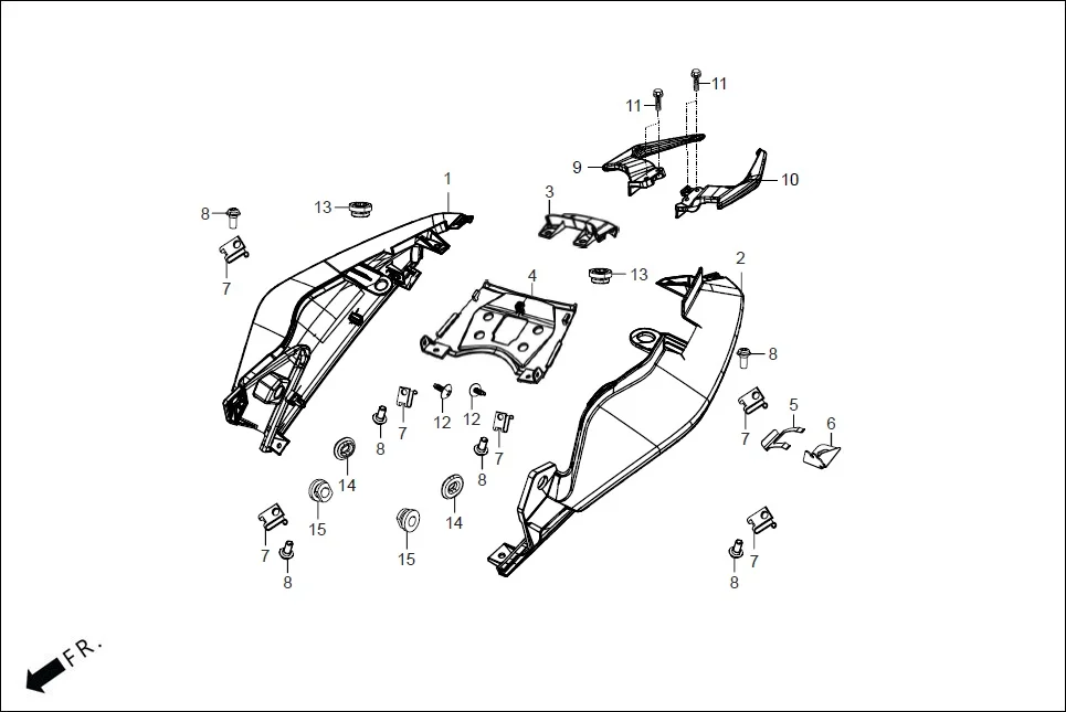 F-12A-LCD REAR COWL/GRIP REAR assembly diagram for Hero XTREME 125 XTEC2(Oct.,2025)