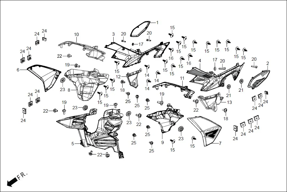 F-14-TFT SIDE COVER assembly diagram for Hero XTREME 125 XTEC2(Oct.,2025)