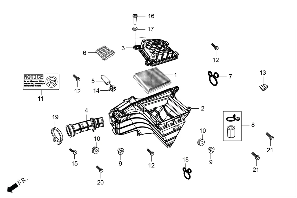 F-15 AIR CLEANER diagram showing 17369-198-770