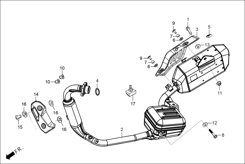 F-16 MUFFLER assembly diagram for Hero XTREME 125 XTEC2(Oct.,2025)