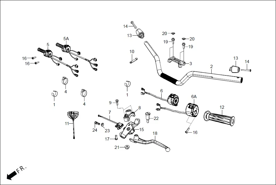 F-3B-LCD HANDLE &amp; HNDL COVER(HANDLE LEVER / SWITCH/ CABLES) diagram showing 50555-RAA-000