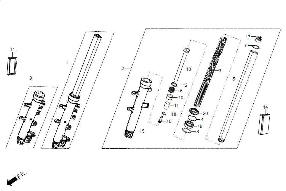 F-7 FRONT FORK assembly diagram for Hero XTREME 125 XTEC2(Oct.,2025)