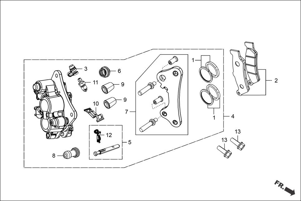 F-8 FRONT DISC BRAKE(CALIPER ASSY.) diagram showing 90155-KY4-900
