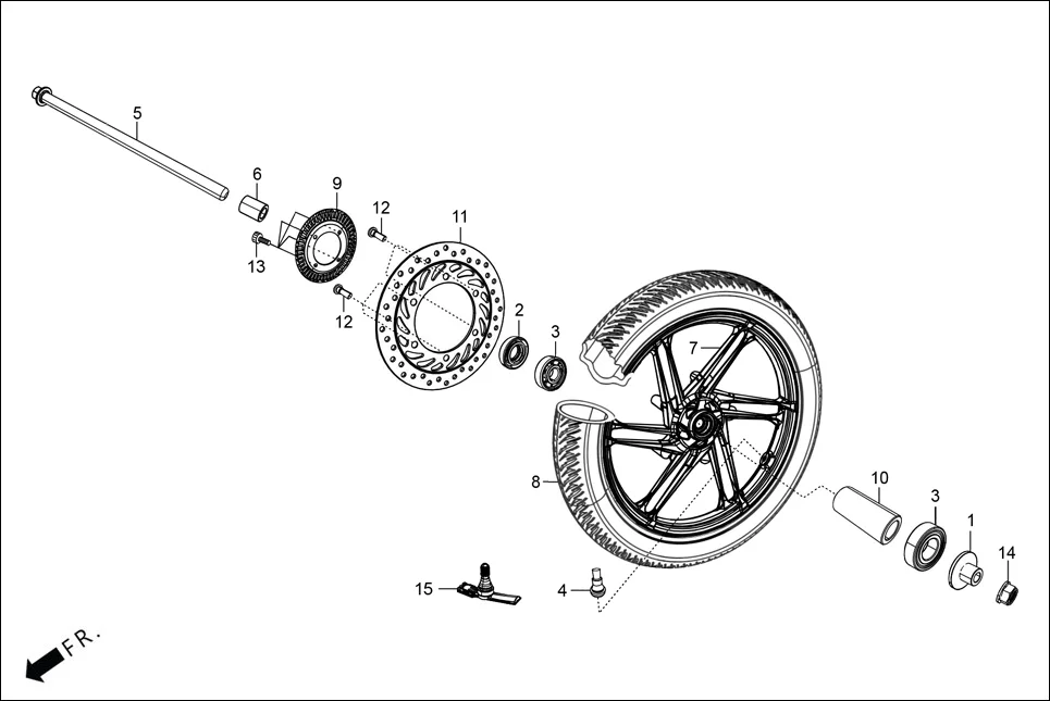 F-9 FRONT WHEEL assembly diagram for Hero XTREME 125 XTEC2(Oct.,2025)