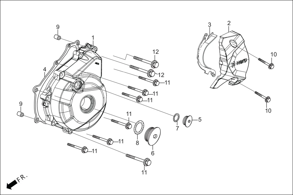 E-3A CRANK CASE &amp; COVER(LEFT CRANK CASE COVER)