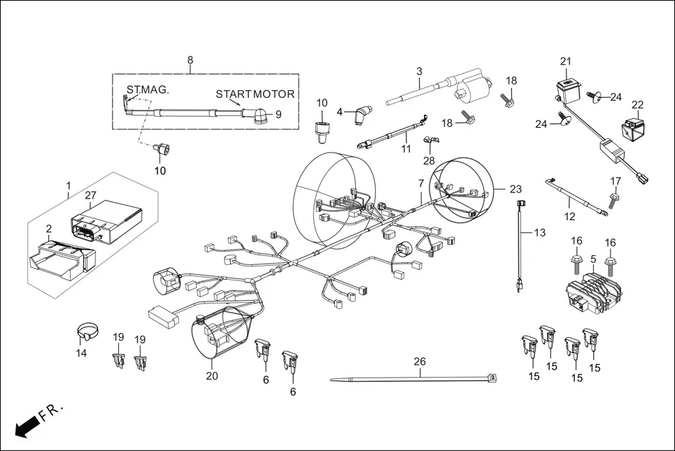 F-24 ELECTRICALS (WIRE HARNESS/START CABLES) diagram showing 95701-06018-00