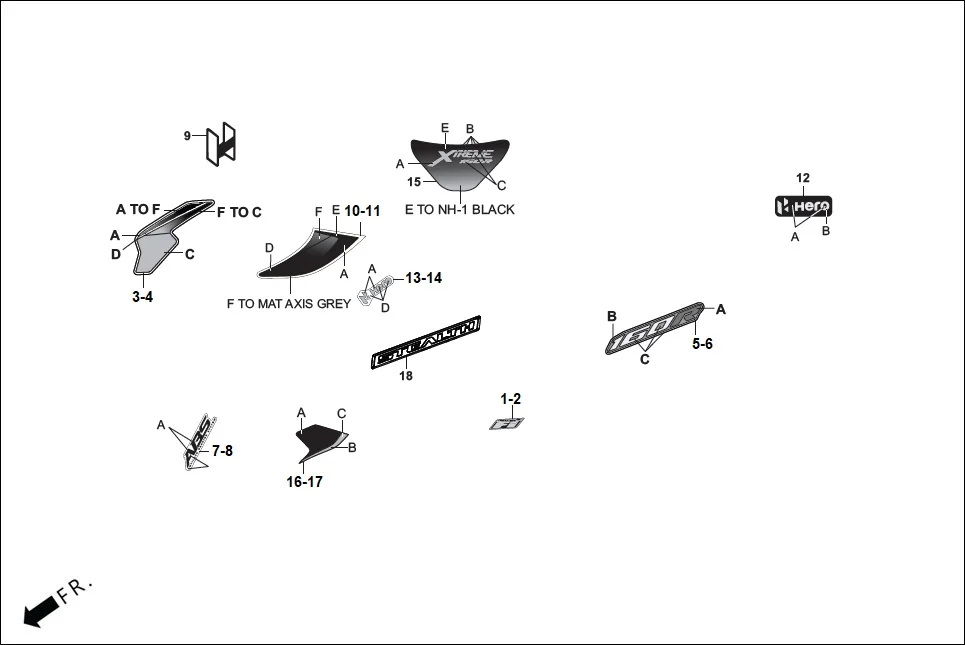 F-27 STRIPE/ MARKS diagram showing ABZWS6B0010DYG