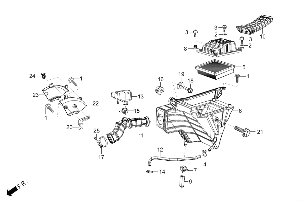 F-13 AIR CLEANER assembly diagram for Hero XTREME 160R(JULY,2025)