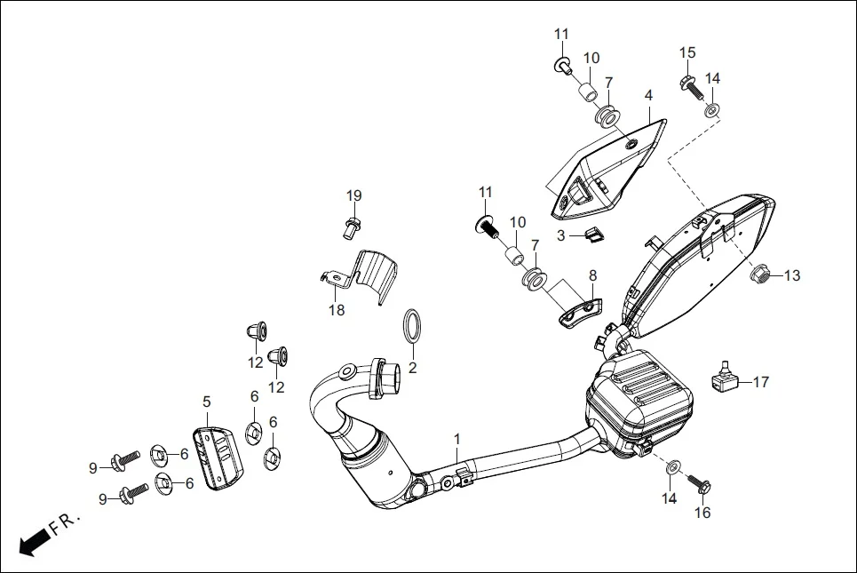F-14 MUFFLER assembly diagram for Hero XTREME 160R(JULY,2025)