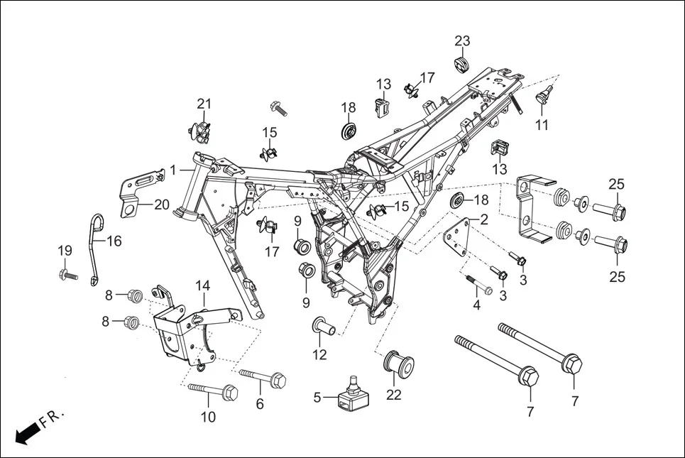 F-25-DISC FRAME BODY assembly diagram for Hero XTREME 160R(JULY,2025)
