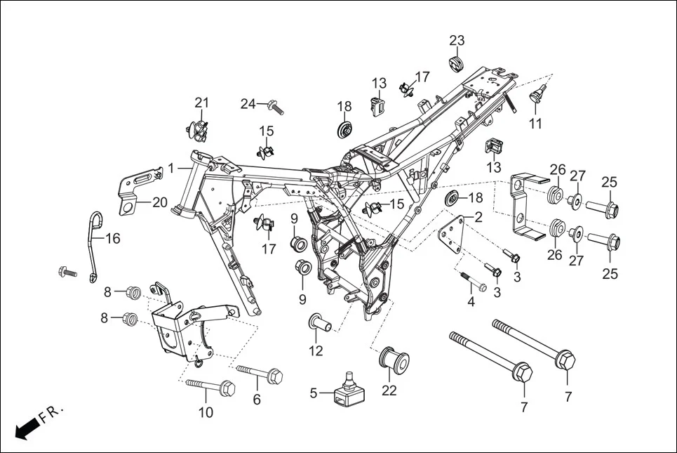 F-25-DRUM FRAME BODY assembly diagram for Hero XTREME 160R(JULY,2025)
