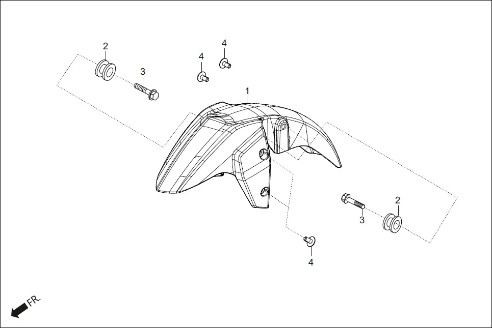 F-5 FRONT FENDER assembly diagram for Hero XTREME 160R(JULY,2025)
