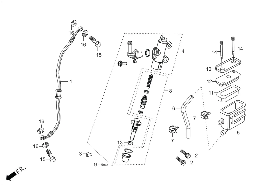 F-8-DISC REAR BRAKE(MASTER CYL.)(DISC) assembly diagram for Hero XTREME 160R(JULY,2025)