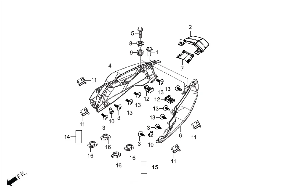 F-10A BODY COVER(R./L. COWLS) assembly diagram for Hero XTREME 160 4V(July,2023)
