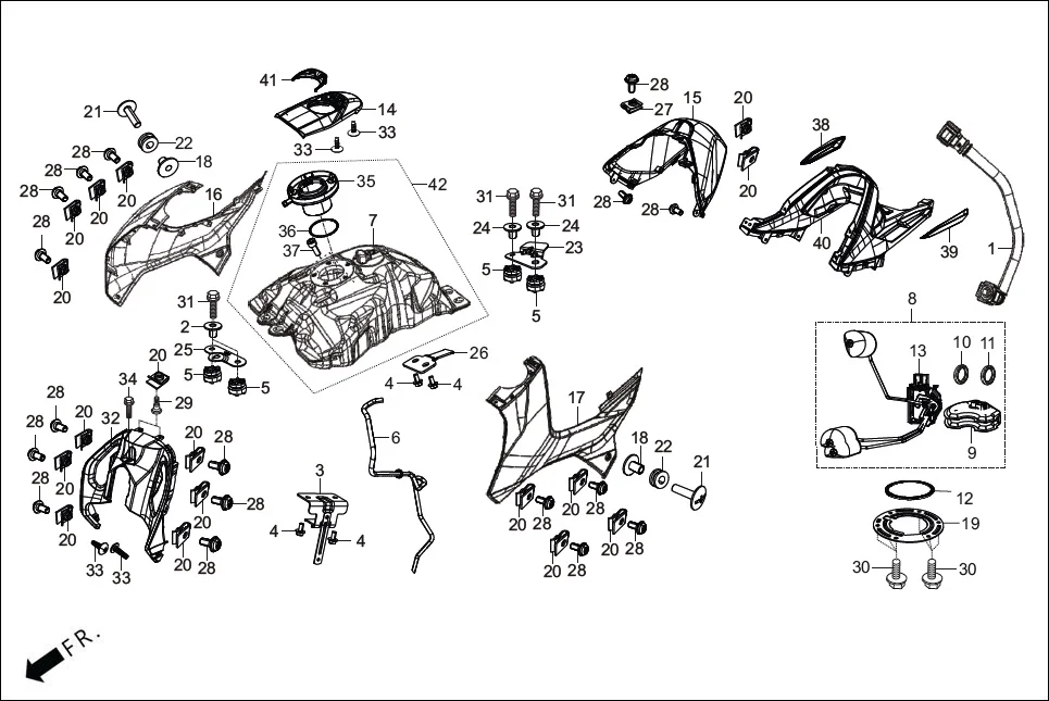 F-11_WO-CONNECT FUEL TANK diagram showing 90102-GB2-720