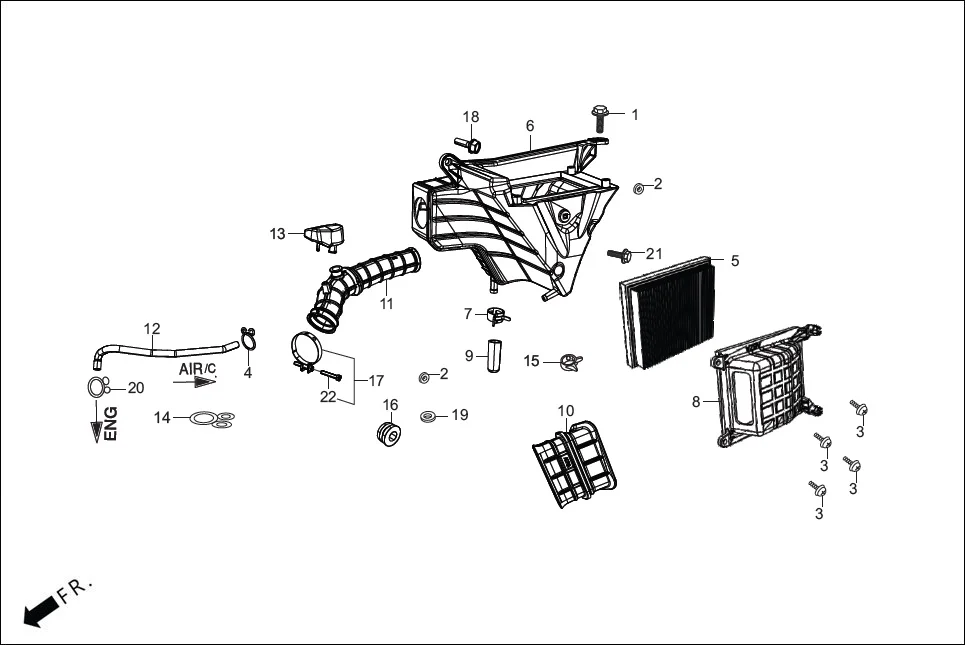 F-13 AIR CLEANER assembly diagram for Hero XTREME 160 4V(July,2023)