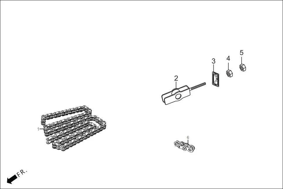 F-16 CHAIN DRIVE / ADJUSTER CHAIN diagram showing ACRAC3A000000G